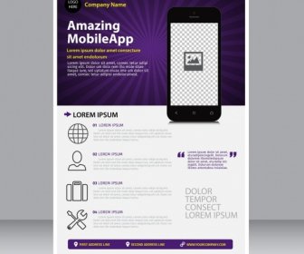ビジネス パンフレット バイオレット レイ背景携帯アプリ アイコン