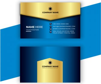 Business Card Golden Blue Design Template