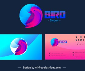 Visitenkarte Logotyp Vogel Skizze Dunkles Design