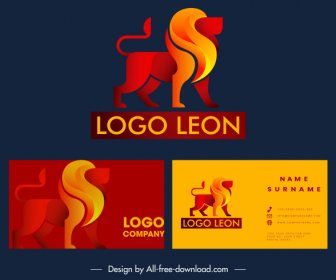 Kartu Nama Logotype Lion Sketsa Dekorasi Oranye Gelap