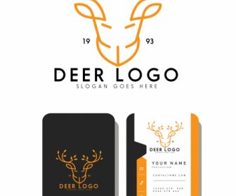 Business Card Logotype Reindeer Head Sketch Symmetric Handdrawn