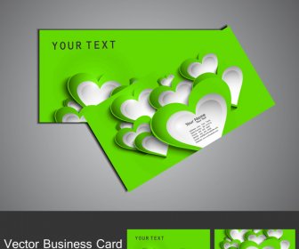 Business Card Set Colorful Heart Stylish Vector