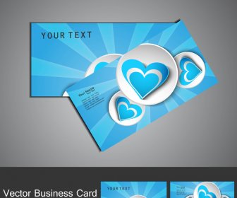 Business Card Set Colorful Heart Stylish Vector