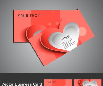 Business Card Set Colorato Cuore Elegante Vettoriale