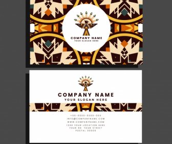 Business Card Template Abstract Ethnic Elements Decor