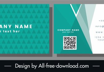 Business Card Template Abstract Geometric Green White Decor