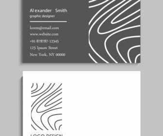 Business Card Template Black White Curves Draft