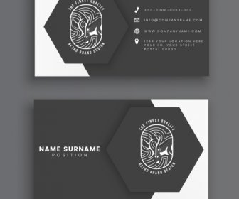 шаблон визитной карточки черный белый логотип оленей декора