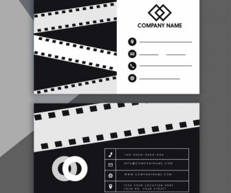 Business Card Template Black White Film Strip Decor