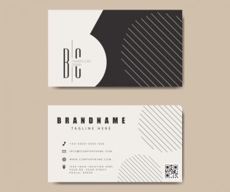 Business Card Template Black White Flat Circles Lines