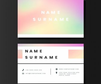 Business Card Template Blurred Colors Plain Surface
