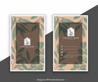 Business Card Template Blurred Leaves Decor Vertical Design
