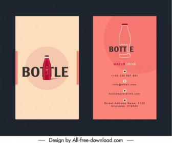 визитная карточка шаблон бутылки эскиз плоский классический дизайн