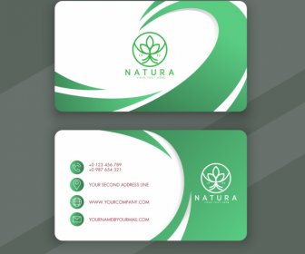 Business Card Template Bright Green White Curves Decor