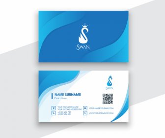 business card template bright modern elegant swan logotype