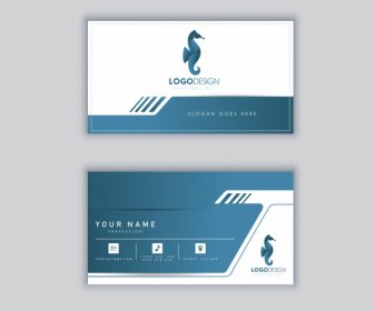 Business Card Template Bright Modern Flat Seahorse Decor