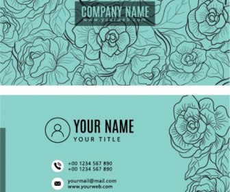 Business Card Template Classic Elegant Handdrawn Botanical Decor