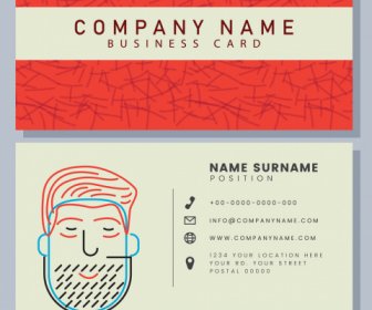 Business Card Template Classic Handdrawn Man Face Sketch