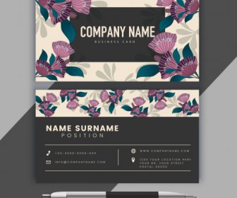 Business Card Template Classical Floral Decor