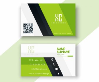 Business Card Template Colored Elegant Flat Design