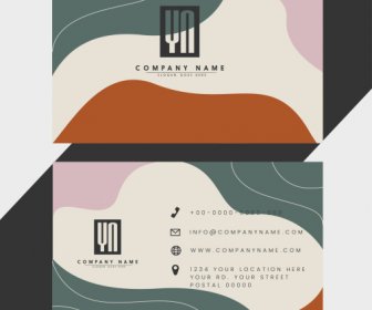 Business Card Template Colorful Abstract Curves Decor