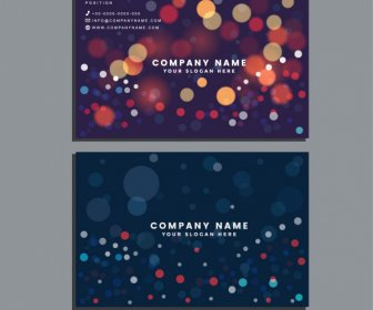 Business Card Template Colorful Bokeh Lights Decor
