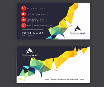 Business Card Template Colorful Geometric Lowpoly 3d Decor