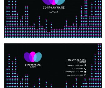 Business Card Template Colorful Illusion Dots Lights Decor