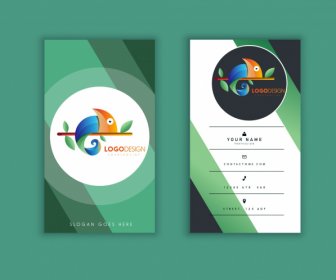 Business Card Template Colorful Modern Elegant Gecko Sketch