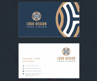Business Card Template Contrast Design Flat Circle Logotype