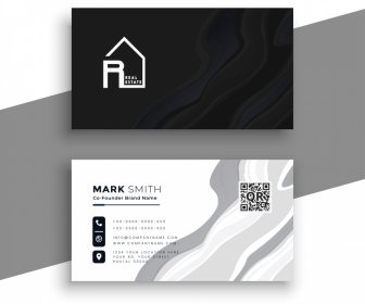 Business Card Template Contrast House Logotype Abstract Curves Decor