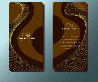 Business Card Template Dark Brown Dynamic Curves Decor