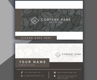 Business Card Template Dark Brown Leaves Decor