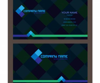 Business Card Template Dark Colorful Blurred Checkered Decor