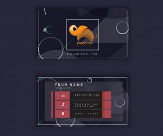 Business Card Template Dark Decor Elephant Logotype