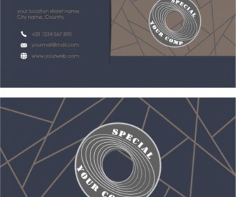 Business Card Template Dark Elegance Flat Geometric Decor