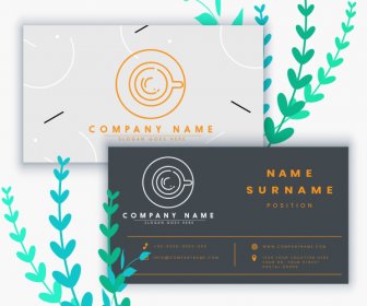 Business Card Template Dark White Decor Coffee Theme