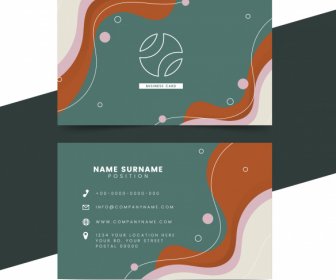 Business Card Template Dynamic Colorful Curves Rounds Decor