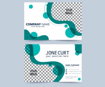 Business Card Template Dynamic Curves Checkered Decor