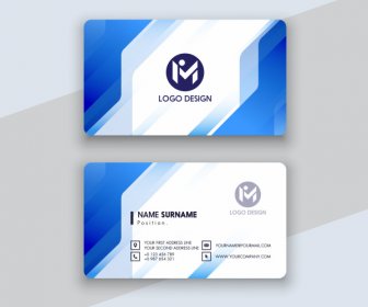 Business Card Template Elegant Bright Blue White Decor