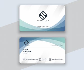 Business Card Template Elegant Bright Blurred Curves Decor