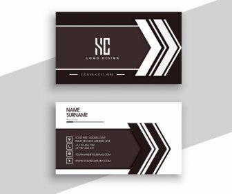 Business Card Template Elegant Contrast Dark Bright Arrows