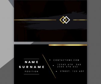 Business Card Template Elegant Dark Black Golden Plain