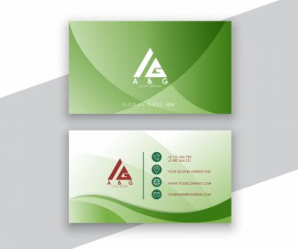Business Card Template Elegant Green Curves Decor