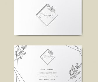 Business Card Template Elegant Handdrawn Floral Geometry