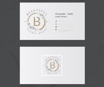 Business Card Template Elegant Leaf Text Logotype