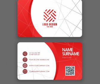 Business Card Template Elegant Modern Red White Geometric