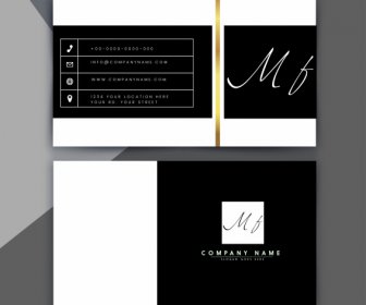 Business Card Template Elegant Plain Black White Decor