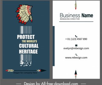 Business Card Template Ethnic Elements Decor