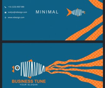 Business Card Template Flat Fish Sketch